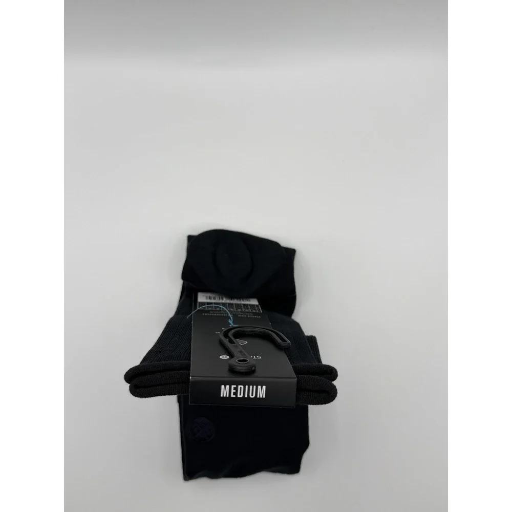 Stance Rolled Solid Crew Socks Black Womens Medium W546C25ROL NWT
